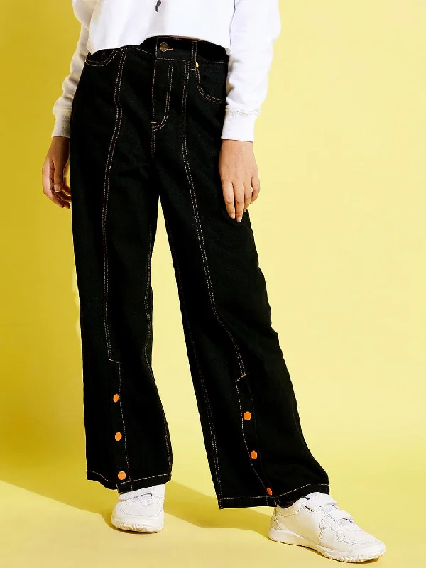 Men's Cargo Jeans with Multiple Pockets for a Practical and Outdoor - Friendly LookGirls Black Front Snap Button Straight Jeans Men's Cargo Jeans with Multiple Pockets for a Practical and Outdoor - Friendly LookGirls Black Front Snap Button Straight Jeans