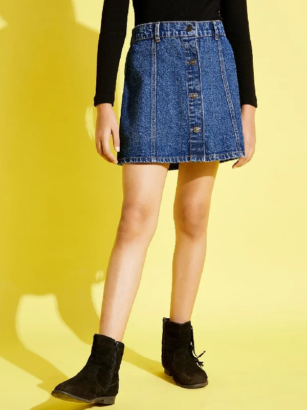 Men's High - Waisted Jeans in a Medium Wash for a Vintage - Style RevivalGirls Blue Front Button Denim Mini Skirt Men's High - Waisted Jeans in a Medium Wash for a Vintage - Style RevivalGirls Blue Front Button Denim Mini Skirt