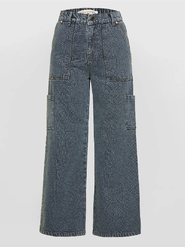 Men's Jeans with a Zip - Off Lower Leg for Convertible StyleGirls Grey Acid Wash Patch Pocket Straight Jeans
