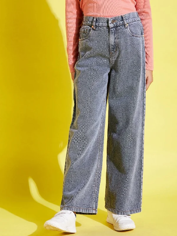 Plus Size Men's Bootcut Jeans with a Relaxed Waist for a Classic and Comfortable FitGirls Grey Acid Wash Straight Jeans