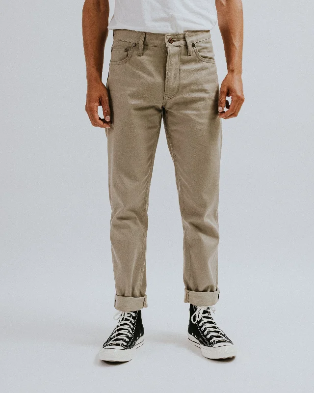 Plus Size Men's Relaxed Fit Jeans with a Faded Wash for a Vintage - Inspired LookThe Hack@ - Japanese Khaki Chino Selvedge Plus Size Men's Relaxed Fit Jeans with a Faded Wash for a Vintage - Inspired LookThe Hack@ - Japanese Khaki Chino Selvedge
