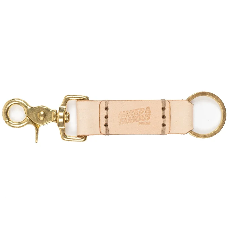 Men's Jeans with a Frayed Hem for a Casual and Effortless StyleKey Chain - Bovine Leather - Natural