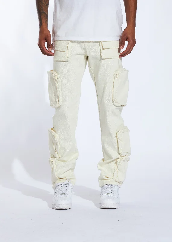Plus Size Men's Relaxed Fit Jeans with a Tapered Leg for a Laid - Back VibeMurthy Cargo Denim (Cream)