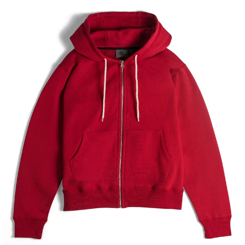 Men's Cargo Jeans with Multiple Pockets for a Practical and Outdoor - Friendly LookZip Hoodie - Heavyweight Terry - Red Men's Cargo Jeans with Multiple Pockets for a Practical and Outdoor - Friendly LookZip Hoodie - Heavyweight Terry - Red