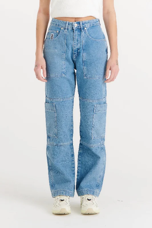Men's Jeans with a Cargo - Inspired Knee Pocket for Extra StorageOrganic Combat Jean Light Blue