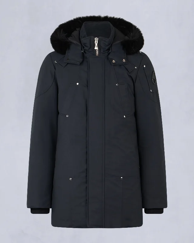 NAVY WITH BLACK FOX FUR