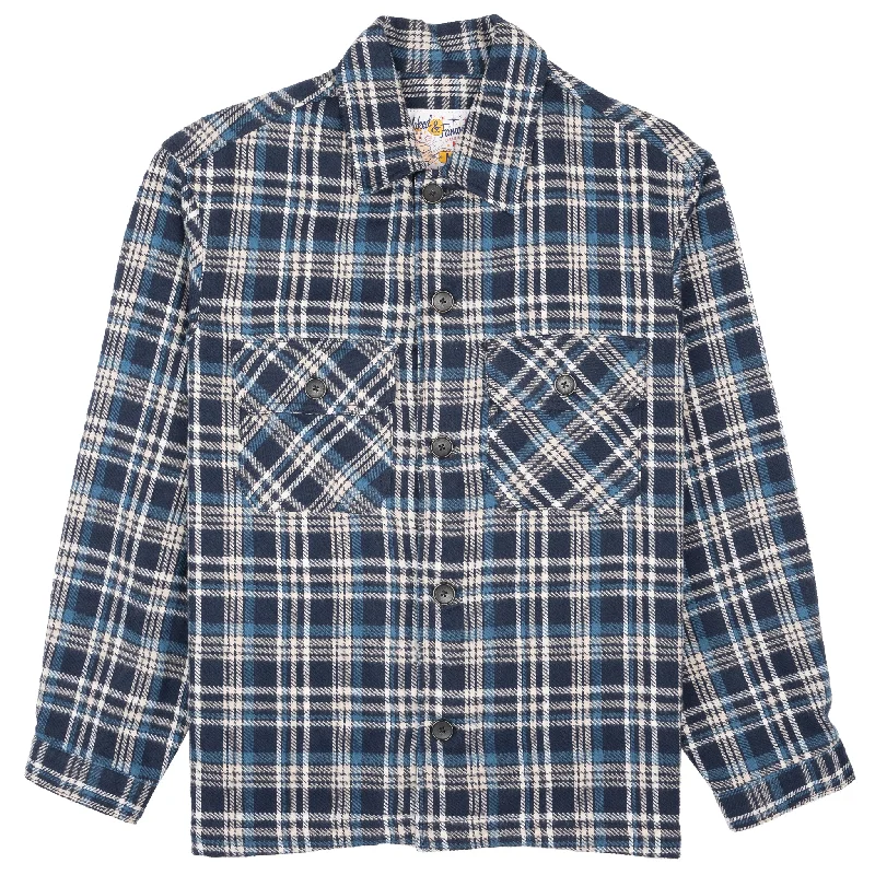Men's Colored Jeans in Burgundy for a Bold and Fashion - Forward LookOver Shirt - Triple Yarn Twill Check Brush - Navy Men's Colored Jeans in Burgundy for a Bold and Fashion - Forward LookOver Shirt - Triple Yarn Twill Check Brush - Navy