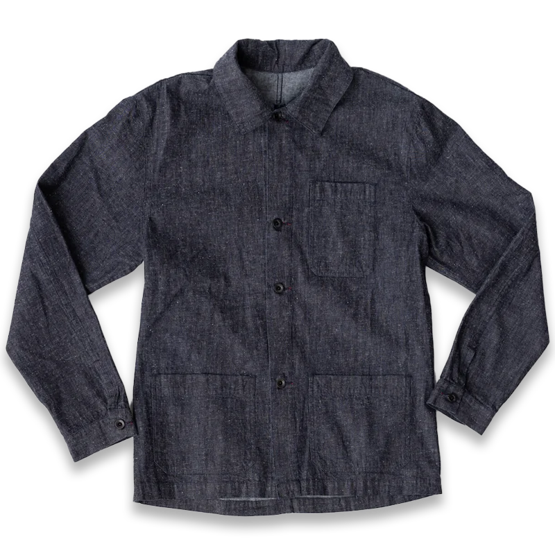 Men's High - Waisted Jeans in a Medium Wash for a Vintage - Style RevivalPatch Pocket Chore Coat | Denim Tweed