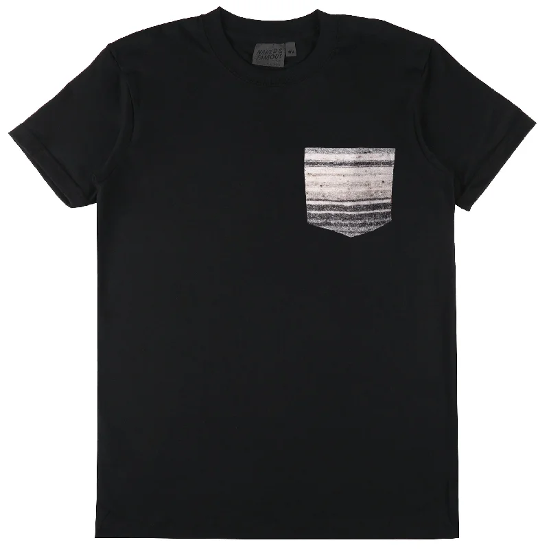 Plus Size Men's Relaxed Fit Jeans with a Tapered Leg for a Laid - Back VibePocket Tee - Black + Heavyweight Stripe Grey Plus Size Men's Relaxed Fit Jeans with a Tapered Leg for a Laid - Back VibePocket Tee - Black + Heavyweight Stripe Grey