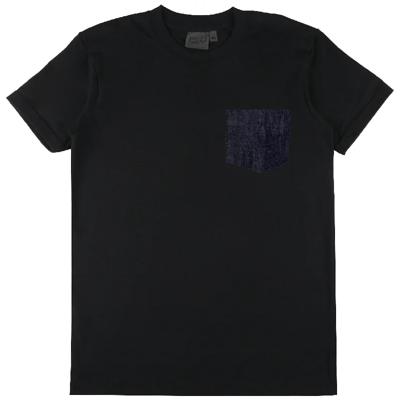 Men's Jeans with a Zip - Off Lower Leg for Convertible StylePocket Tee - Black + Slub Nep Rinsed Denim Men's Jeans with a Zip - Off Lower Leg for Convertible StylePocket Tee - Black + Slub Nep Rinsed Denim