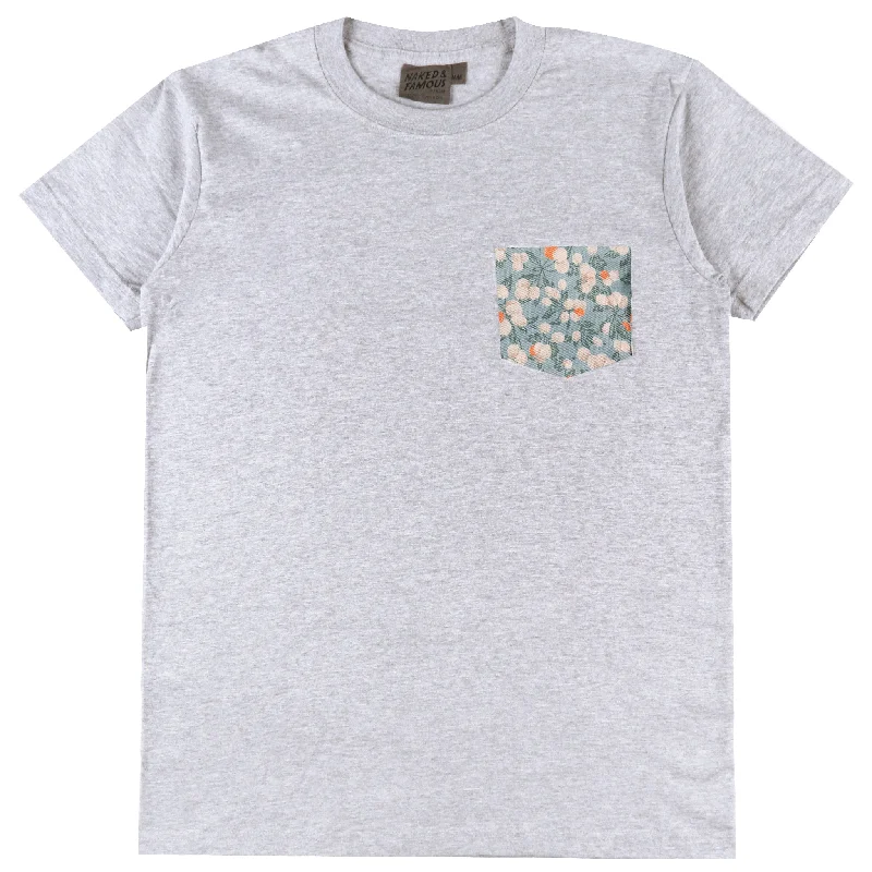 Plus Size Men's Relaxed Fit Jeans with a Tapered Leg for a Laid - Back VibePocket Tee - Heather Grey - Fruit Print - Cyan Plus Size Men's Relaxed Fit Jeans with a Tapered Leg for a Laid - Back VibePocket Tee - Heather Grey - Fruit Print - Cyan