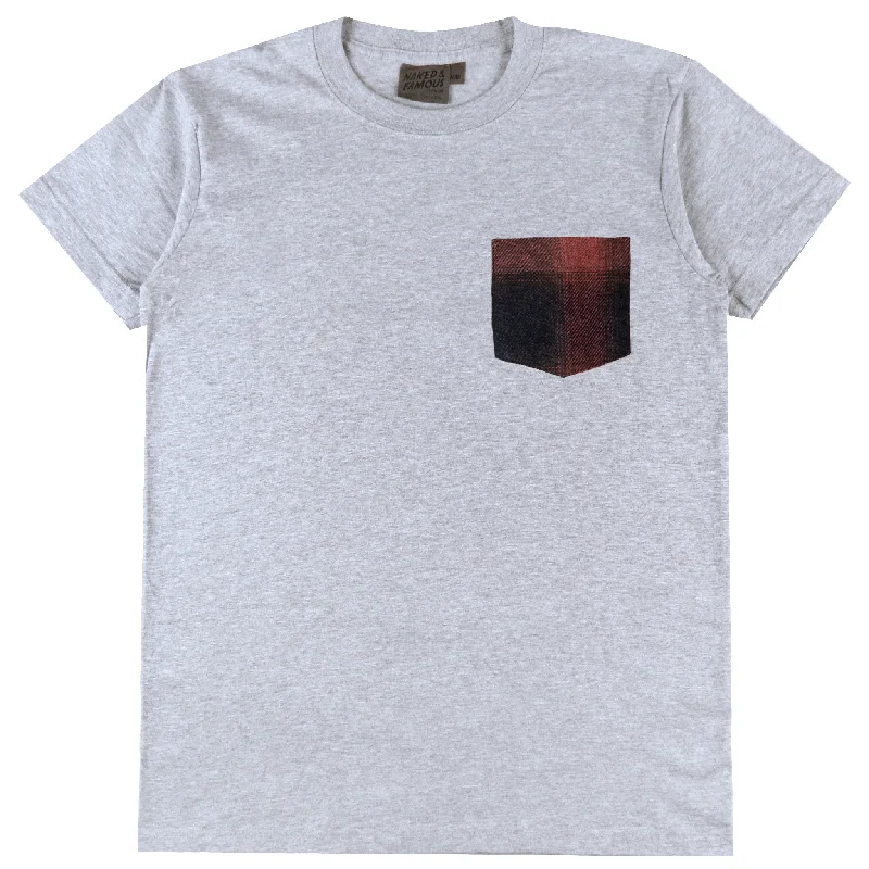 Men's Jeans with a Frayed Hem for a Casual and Effortless StylePocket Tee - Heather Grey + Tweedy Cotton Vintage Brushed - Red
