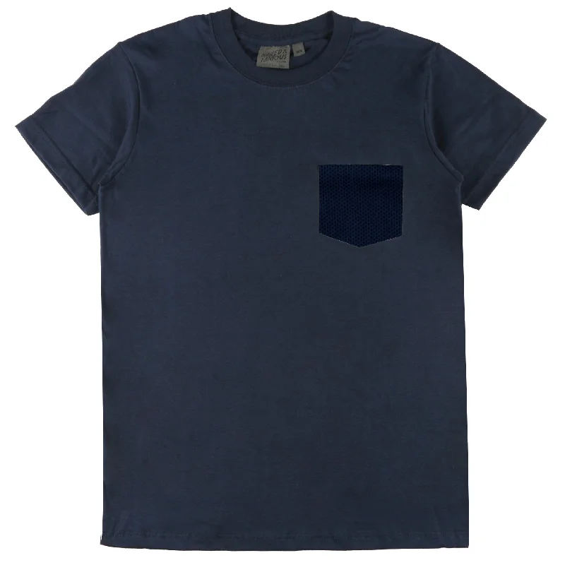 Men's Jeans with a Hidden Coin Pocket for Added ConveniencePocket Tee - Navy - Sashiko Double Gauze Men's Jeans with a Hidden Coin Pocket for Added ConveniencePocket Tee - Navy - Sashiko Double Gauze