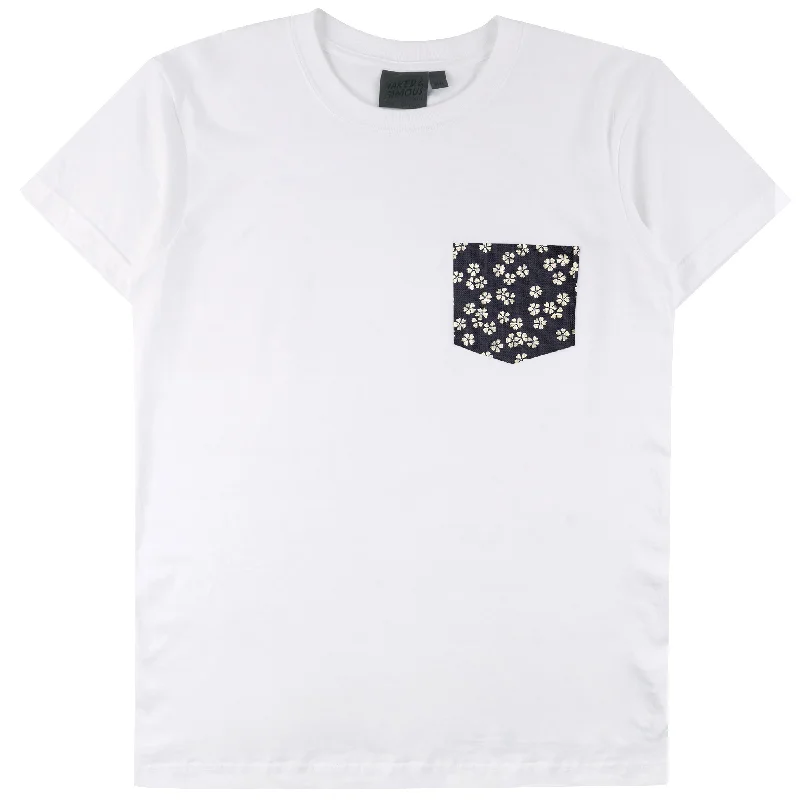 Men's Jeans with a Cargo - Inspired Knee Pocket for Extra StoragePocket Tee - White - Kimono Flowers