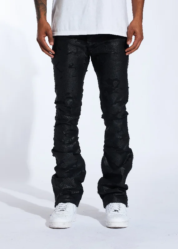 Men's Slim Fit Stretch Jeans in Dark Wash for a Modern and Comfortable LookRaf Stacked Denim (Black Wax) Men's Slim Fit Stretch Jeans in Dark Wash for a Modern and Comfortable LookRaf Stacked Denim (Black Wax)