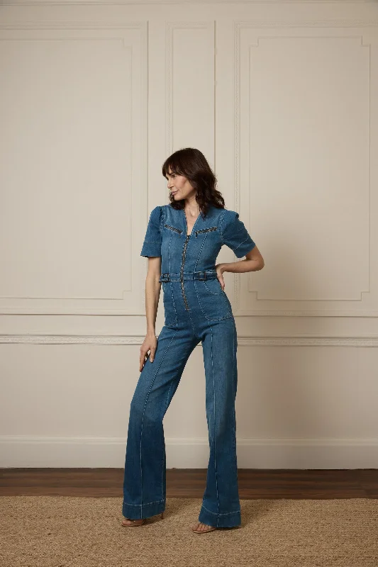 Men's Jeans with an Elastic Waistband for Ultimate ComfortOpal The Softly Curved Jumpsuit | Fawcett Blue [Blue Denim]