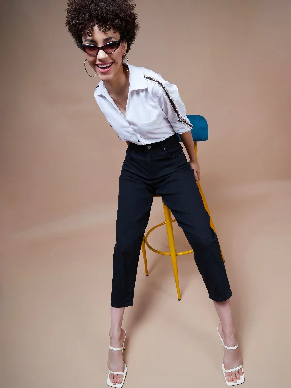 Men's Jeans with an Elastic Waistband for Ultimate ComfortWomen Black Balloon Fit Jeans