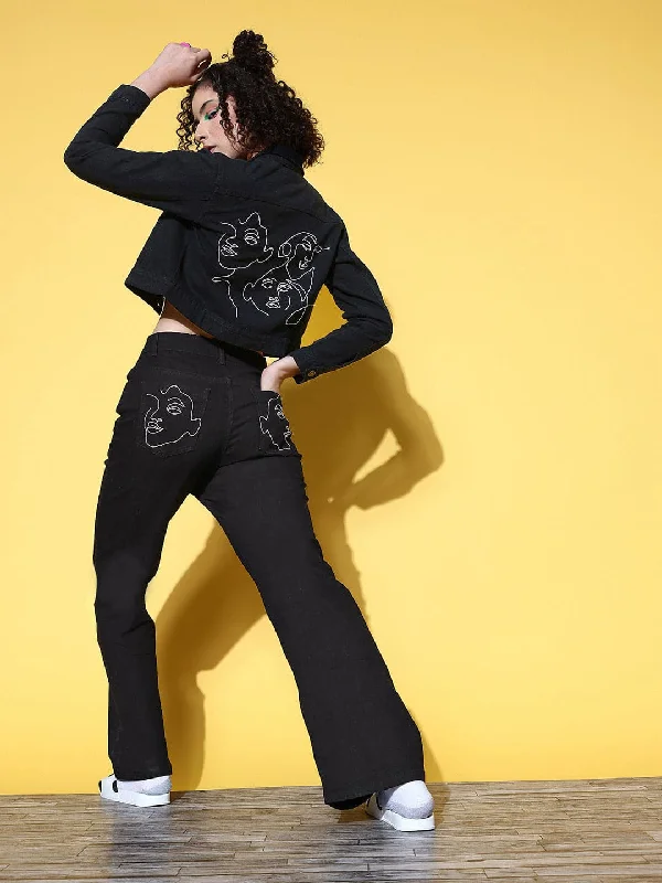 Plus Size Men's Bootcut Jeans with a Relaxed Waist for a Classic and Comfortable FitWomen Black Embroidered Pocket Bell Bottom Jeans Plus Size Men's Bootcut Jeans with a Relaxed Waist for a Classic and Comfortable FitWomen Black Embroidered Pocket Bell Bottom Jeans