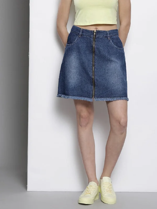 Plus Size Men's Relaxed Fit Jeans with a Tapered Leg for a Laid - Back VibeWomen Blue Denim Front Zipper Mini Skirt