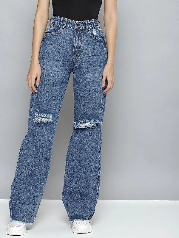 Men's Low - Rise Jeans in a Light Wash for a Casual and Youthful LookWomen Ice Blue Wide Leg Distressed Slit Jeans Men's Low - Rise Jeans in a Light Wash for a Casual and Youthful LookWomen Ice Blue Wide Leg Distressed Slit Jeans