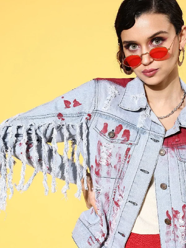 Men's Ripped Skinny Jeans in Acid Wash for an Edgy and Punk - Inspired StyleWomen Ice Blue With Red Distressed Denim Jacket Men's Ripped Skinny Jeans in Acid Wash for an Edgy and Punk - Inspired StyleWomen Ice Blue With Red Distressed Denim Jacket