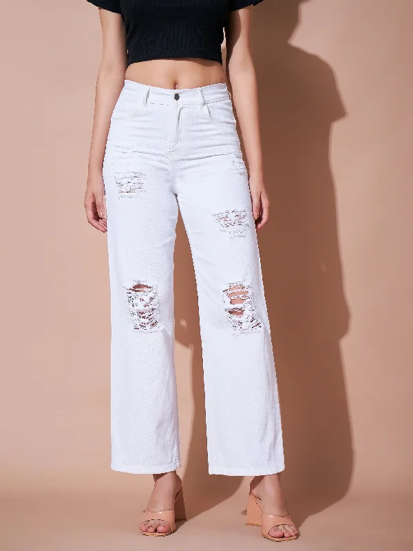 Men's Stretch Jeans with a Moisture - Wicking Lining for Active LifestylesWomen White Heavy Distress Straight Jeans Men's Stretch Jeans with a Moisture - Wicking Lining for Active LifestylesWomen White Heavy Distress Straight Jeans