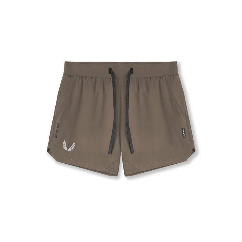 Men's neon - colored athletic shorts for high - visibility workouts 0751. Tetra-Lite® 5" Linerless Short - Deep Taupe "Wings" Men's neon - colored athletic shorts for high - visibility workouts 0751. Tetra-Lite® 5" Linerless Short - Deep Taupe "Wings"