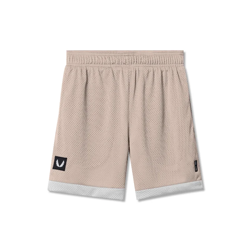 Men's wide - leg linen blend shorts for a relaxed beachside vibe 0795. SilverPlus™ Mesh Reversible Short - Beige/White Men's wide - leg linen blend shorts for a relaxed beachside vibe 0795. SilverPlus™ Mesh Reversible Short - Beige/White