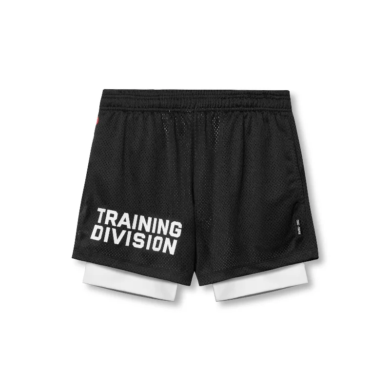 Men's wide - leg linen blend shorts for a relaxed beachside vibe 0848. SilverPlus™ Mesh 5" Liner Short - Black/White "Training Division" Men's wide - leg linen blend shorts for a relaxed beachside vibe 0848. SilverPlus™ Mesh 5" Liner Short - Black/White "Training Division"