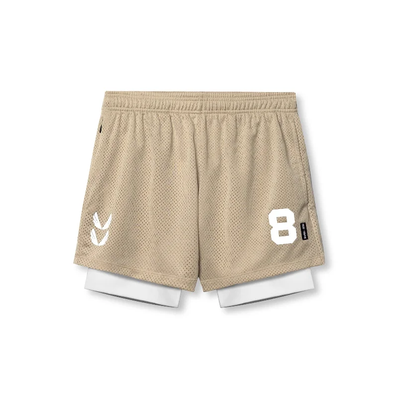 Men's breathable cotton athletic shorts for intense workouts 0848. SilverPlus™ Mesh 5" Liner Short - Khaki/White Men's breathable cotton athletic shorts for intense workouts 0848. SilverPlus™ Mesh 5" Liner Short - Khaki/White