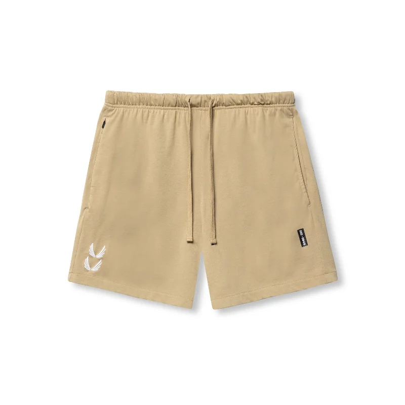 Men's flat - front chino shorts for semi - formal summer events 0849. Tech Essential™ Sweat Short - Khaki Men's flat - front chino shorts for semi - formal summer events 0849. Tech Essential™ Sweat Short - Khaki