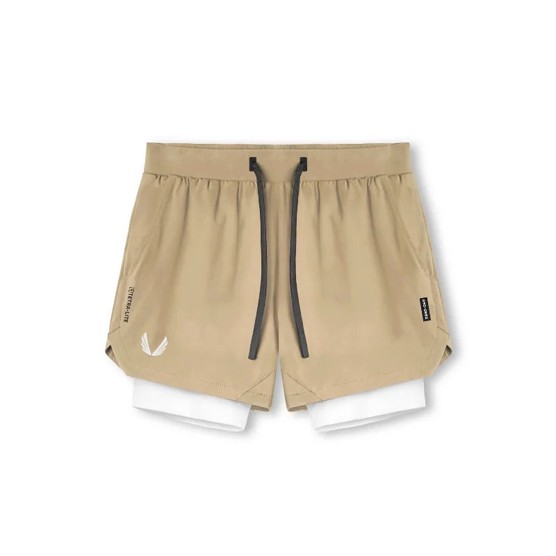 Men's flat - front chino shorts for semi - formal summer events 0865. Tetra-Lite® 5" Liner Short - Khaki/ White / White "Wings" Men's flat - front chino shorts for semi - formal summer events 0865. Tetra-Lite® 5" Liner Short - Khaki/ White / White "Wings"