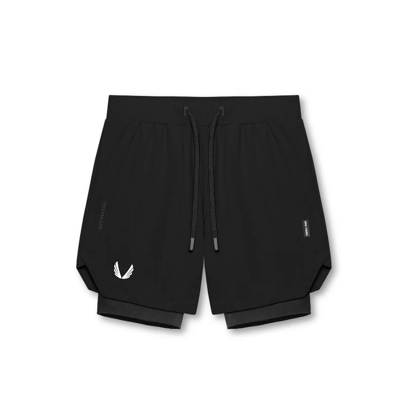 Men's moisture - wicking performance shorts for sweaty outdoor activities 0866. Tetra-Lite® 7" Liner Short - Black/Black/ White "Wings" Men's moisture - wicking performance shorts for sweaty outdoor activities 0866. Tetra-Lite® 7" Liner Short - Black/Black/ White "Wings"