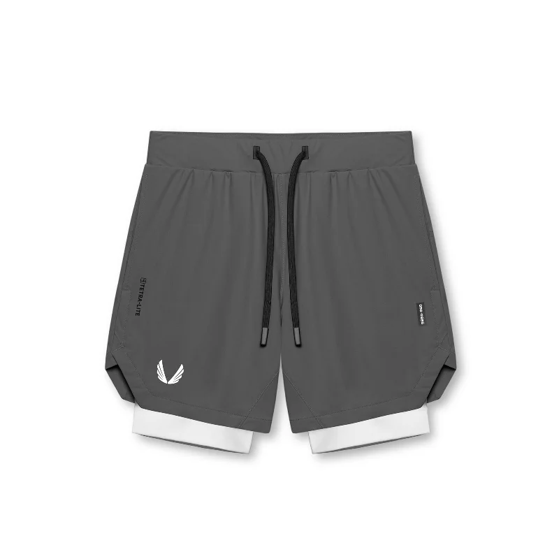 Men's flat - front chino shorts for semi - formal summer events 0866. Tetra-Lite® 7" Liner Short - Space Grey / White / White "Wings" Men's flat - front chino shorts for semi - formal summer events 0866. Tetra-Lite® 7" Liner Short - Space Grey / White / White "Wings"