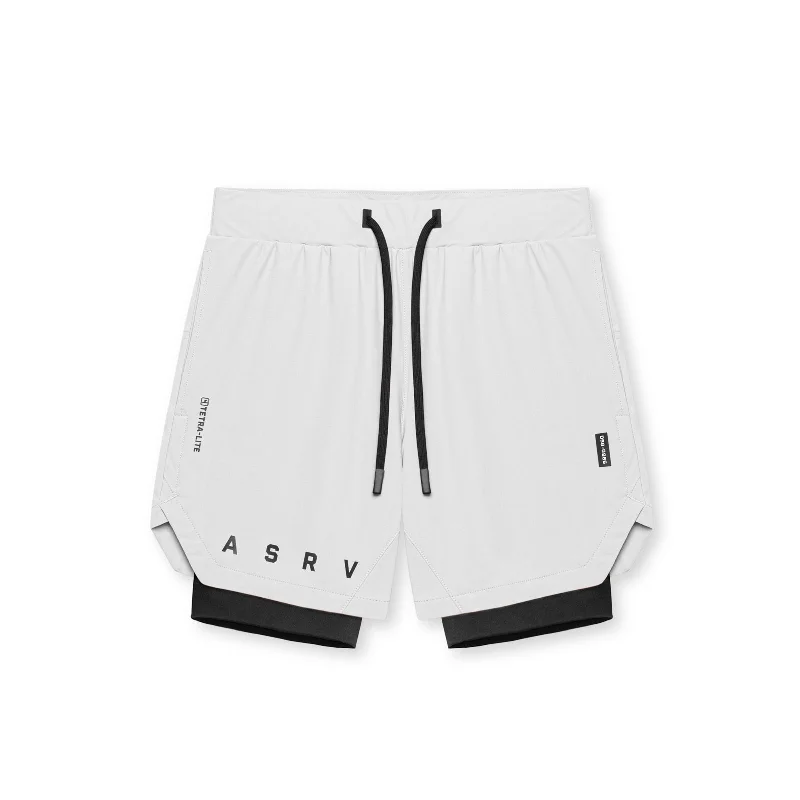 Men's elastic waistband lounge shorts for lazy weekends at home 0866. Tetra-Lite® 7" Liner Short - White "ASRV"/Black Men's elastic waistband lounge shorts for lazy weekends at home 0866. Tetra-Lite® 7" Liner Short - White "ASRV"/Black