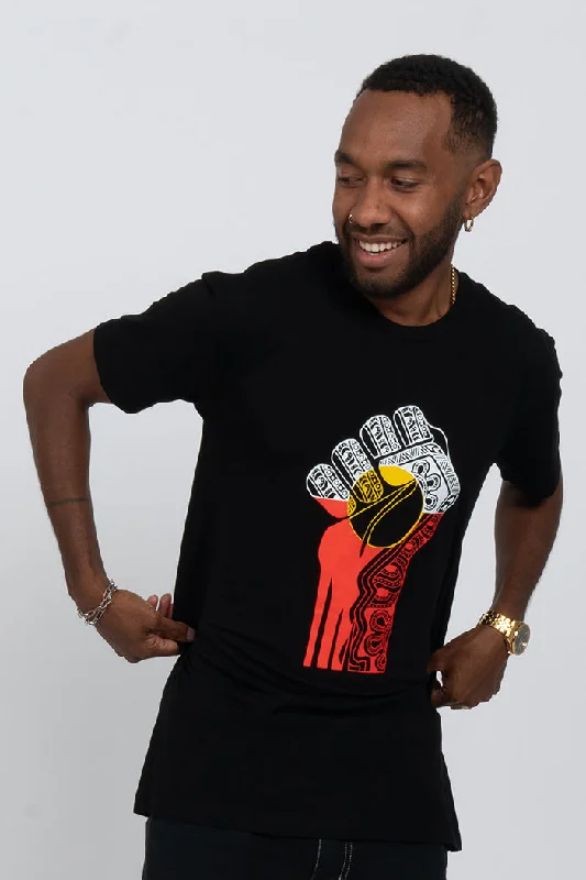 Men's polo t - shirts with a contrast collar for a preppy lookRise Up Black Cotton Crew Neck Unisex T-Shirt Men's polo t - shirts with a contrast collar for a preppy lookRise Up Black Cotton Crew Neck Unisex T-Shirt