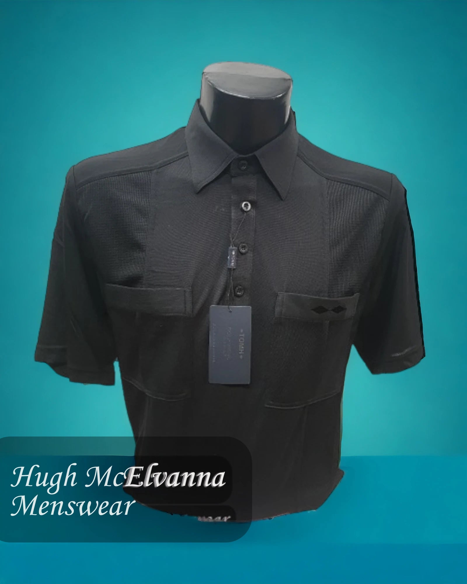 Men's mock - neck t - shirts with a modern and sleek styleBlack Golf Shirt Twin Pockets by Tom Hagan Style: 975 Men's mock - neck t - shirts with a modern and sleek styleBlack Golf Shirt Twin Pockets by Tom Hagan Style: 975