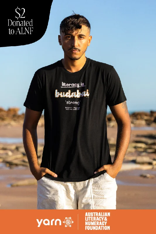 Men's plus - size pocket t - shirts with a classic lookBudabai 'Strong' ALNF Black Cotton Crew Neck Unisex T-Shirt Men's plus - size pocket t - shirts with a classic lookBudabai 'Strong' ALNF Black Cotton Crew Neck Unisex T-Shirt