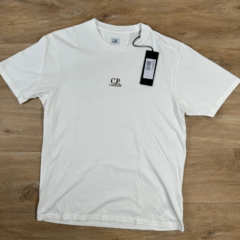 Men's ribbed t - shirts with a textured finish for added styleC.P. Company 24/1 Jersey Artisanal Three Cards T-Shirt in White Men's ribbed t - shirts with a textured finish for added styleC.P. Company 24/1 Jersey Artisanal Three Cards T-Shirt in White