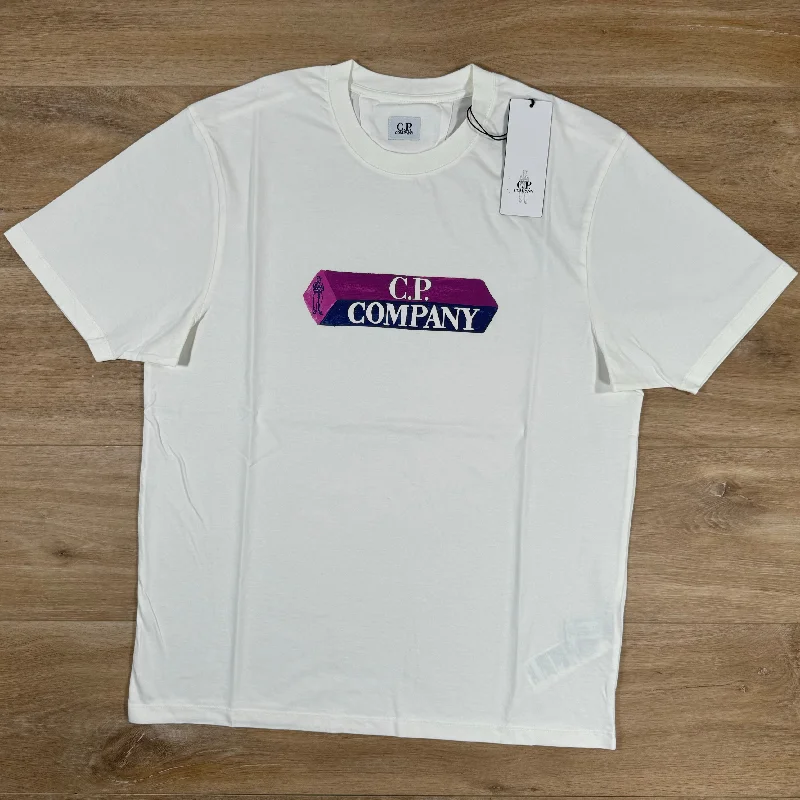 Men's lightweight performance t - shirts for running marathonsC.P. Company 3D Logo T-Shirt in White Men's lightweight performance t - shirts for running marathonsC.P. Company 3D Logo T-Shirt in White