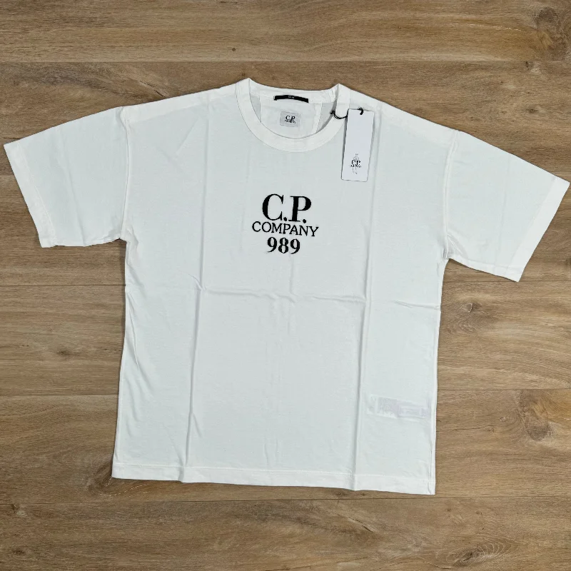 Men's antimicrobial t - shirts for odor - free freshness during travelC.P Company Boxy Logo T-Shirt in White Men's antimicrobial t - shirts for odor - free freshness during travelC.P Company Boxy Logo T-Shirt in White