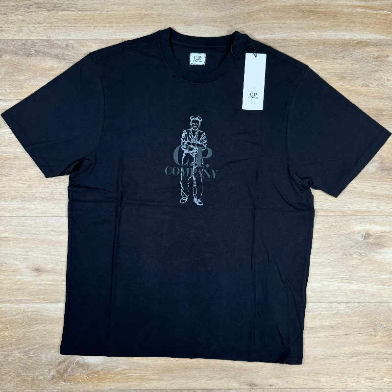 Men's ribbed t - shirts with a textured finish for added styleC.P. Company British Sailor T-Shirt in Black Men's ribbed t - shirts with a textured finish for added styleC.P. Company British Sailor T-Shirt in Black