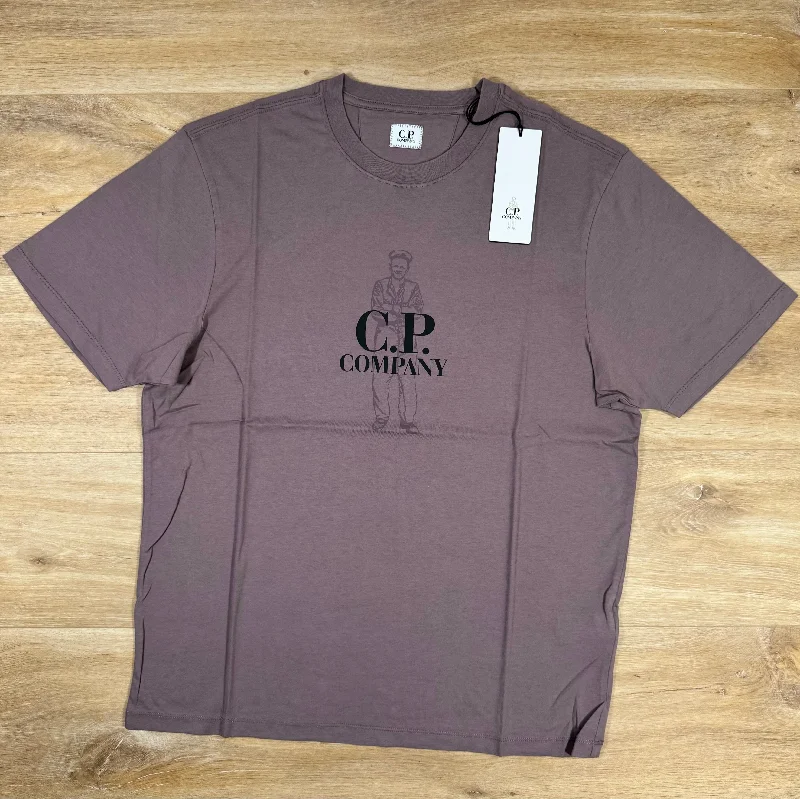 Men's eco - friendly recycled t - shirts for sustainable fashion choicesC.P. Company British Sailor T-Shirt in Purple Dove Men's eco - friendly recycled t - shirts for sustainable fashion choicesC.P. Company British Sailor T-Shirt in Purple Dove