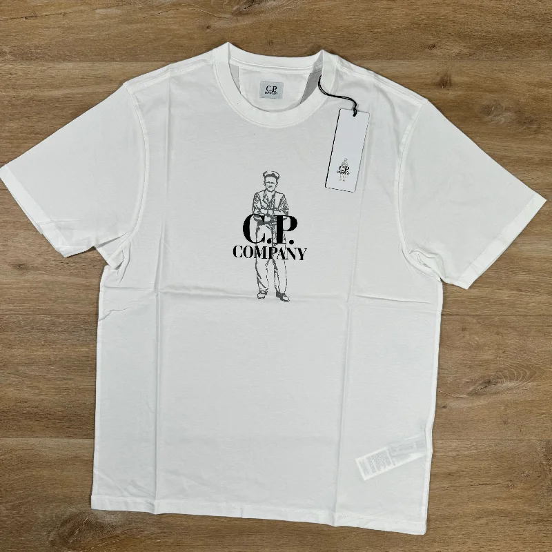 Men's tie - dye t - shirts with a bohemian styleC.P. Company British Sailor T-Shirt in White Men's tie - dye t - shirts with a bohemian styleC.P. Company British Sailor T-Shirt in White