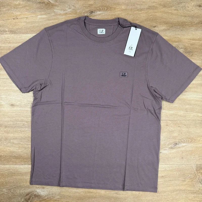 Men's slim - fit graphic t - shirts with vintage rock band printsC.P. Company Logo Patch T-Shirt in Purple Dove Men's slim - fit graphic t - shirts with vintage rock band printsC.P. Company Logo Patch T-Shirt in Purple Dove