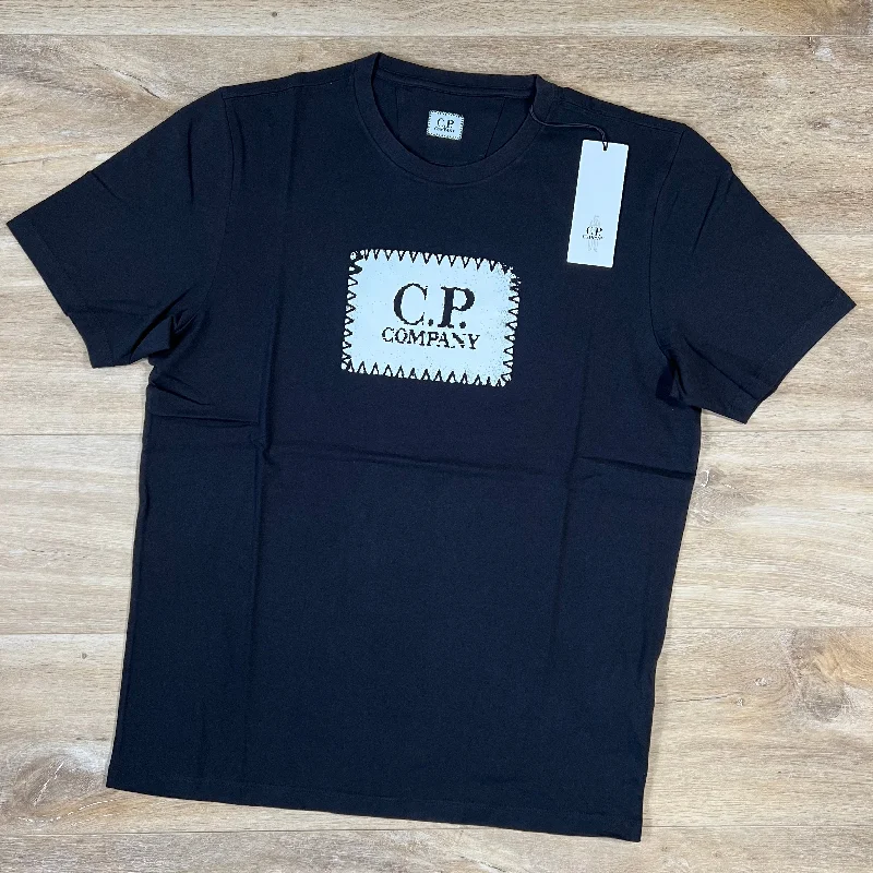 Men's organic cotton crew - neck t - shirts for everyday comfortC.P. Company Stitch Block Logo T-Shirt in Black Men's organic cotton crew - neck t - shirts for everyday comfortC.P. Company Stitch Block Logo T-Shirt in Black