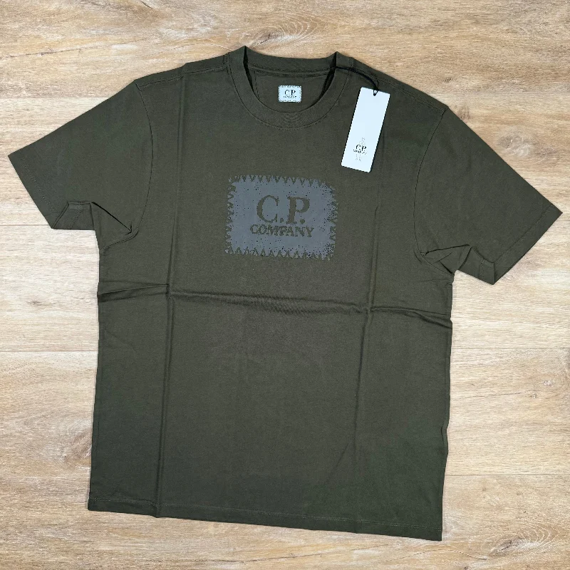 Men's moisture - wicking athletic t - shirts for intense workoutsC.P. Company Stitch Block Logo T-Shirt in Ivy Green Men's moisture - wicking athletic t - shirts for intense workoutsC.P. Company Stitch Block Logo T-Shirt in Ivy Green