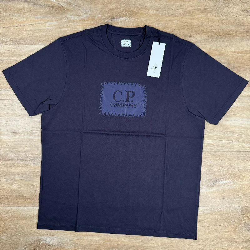 Men's moisture - wicking athletic t - shirts for intense workoutsC.P. Company Stitch Block Logo T-Shirt in Nightshade Purple Men's moisture - wicking athletic t - shirts for intense workoutsC.P. Company Stitch Block Logo T-Shirt in Nightshade Purple