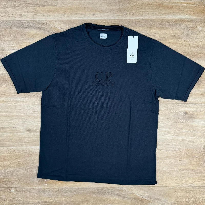Men's long - sleeve henley t - shirts with button - down placketsC.P. Company Tacting Piquet Logo T-Shirt in Black Men's long - sleeve henley t - shirts with button - down placketsC.P. Company Tacting Piquet Logo T-Shirt in Black
