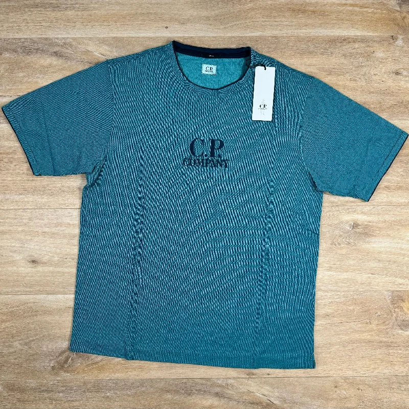Men's thermal t - shirts with a high - neck design for cold weatherC.P. Company Tacting Piquet Logo T-Shirt in Ink Blue Men's thermal t - shirts with a high - neck design for cold weatherC.P. Company Tacting Piquet Logo T-Shirt in Ink Blue